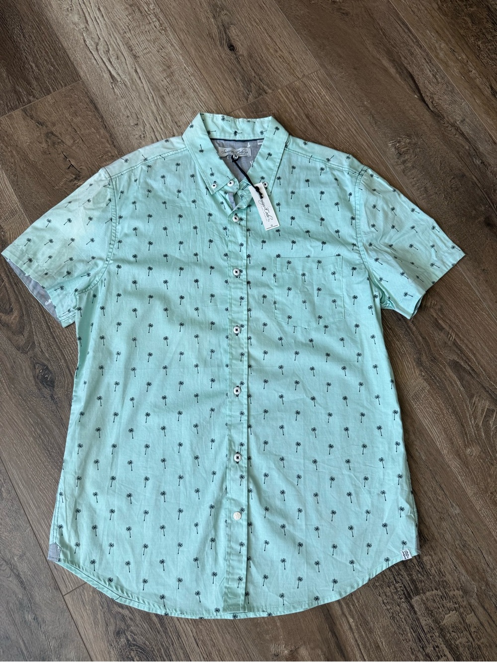 Sovereign Code Light Mint Short-Sleeve Palm Print Button-Down Shirt